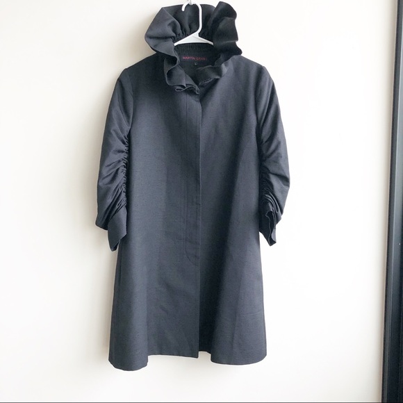 MARTIN GRANT Jackets & Blazers - Martin Grant Structured Ruched Silk Trench Coat